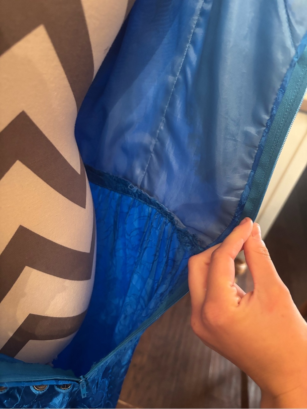 Vintage Handmade Royal Blue Gown - Picture 10 of 12